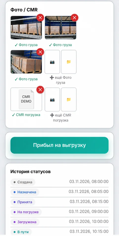 Zdjęcia, CMR i statusy